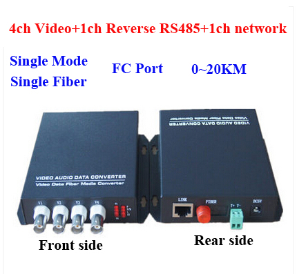 4CH Video Audio Data Fiber Optical Media Converters for CCTV Security System 